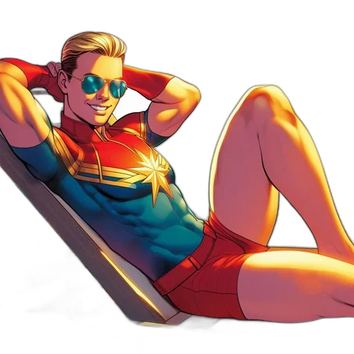 comic book art, concept art, cartoon, pixel art, neon, red, colorful, captain transparent PNG cut-out