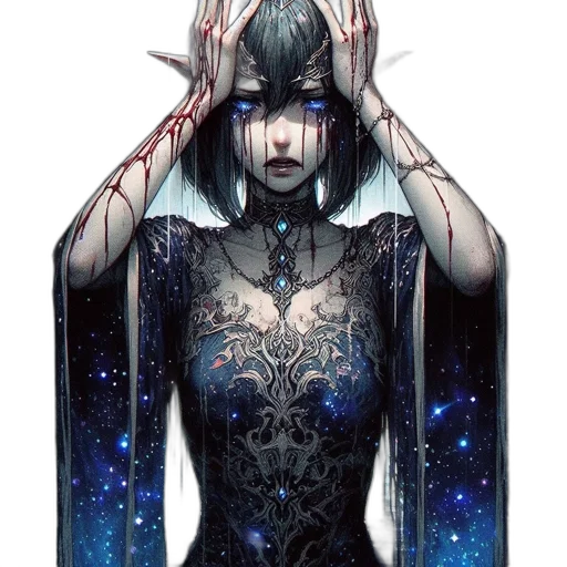 dress, mask, face, fantasy art, concept art, comic book art, cyberpunk, outer space transparent PNG cut-out