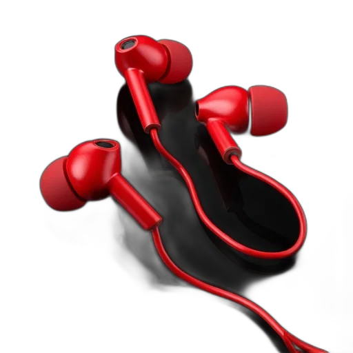 shoes, jewelry, 3d render, photorealistic, concept art, pair, red, earphones transparent PNG cut-out