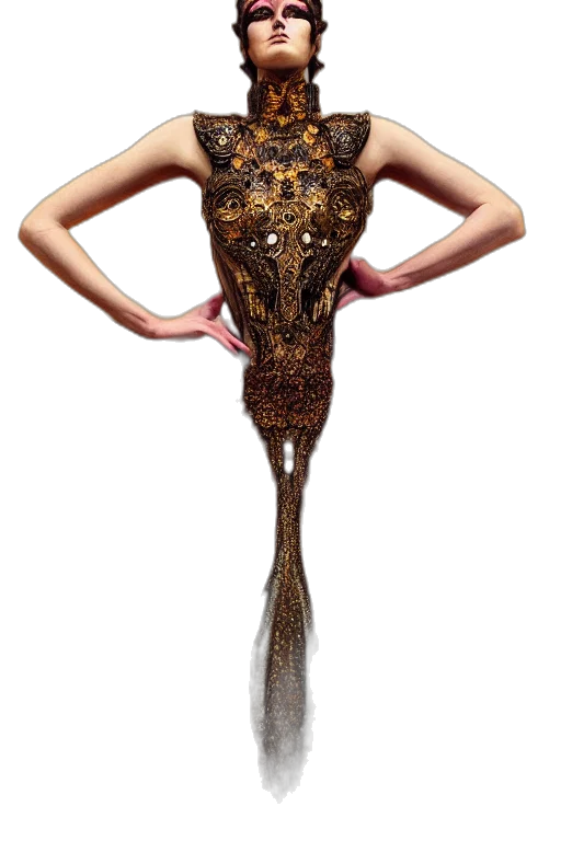dress, creature, mask, hair transparent PNG cut-out