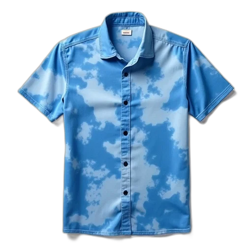 jacket, blue, short-sleeved, shirt, pattern, swirling, white, light transparent PNG cut-out