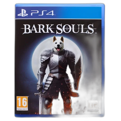 concept art, 3d render, fantasy art, playstation, game, bark, souls, dog transparent PNG cut-out