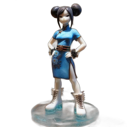 3d render, concept art, fantasy art, blue, detailed, figurine, woman, unique transparent PNG cut-out