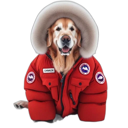 jacket, hat, animal, creature, outer space, golden, retriever, dog transparent PNG cut-out
