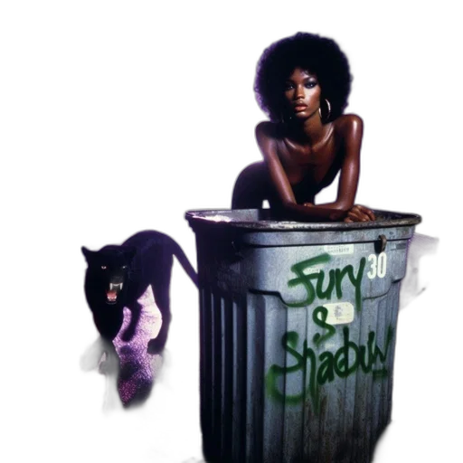 concept art, comic book art, nighttime, urban, setting, confident, woman, afro transparent PNG cut-out