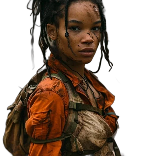 weapon, face, hair, staff, concept art, photorealistic, cyberpunk, comic book art transparent PNG cut-out