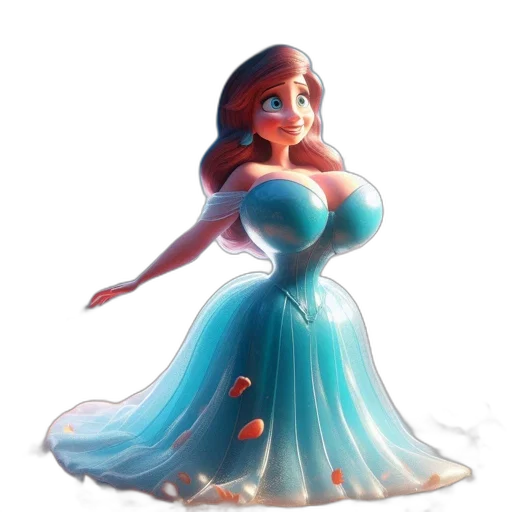 dress, crown, jewelry, 3d render, concept art, fantasy art, cartoon, joyful transparent PNG cut-out