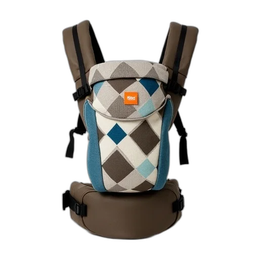 3d render, baby, carrier, geometric, patterned, fabric, displayed, against transparent PNG cut-out