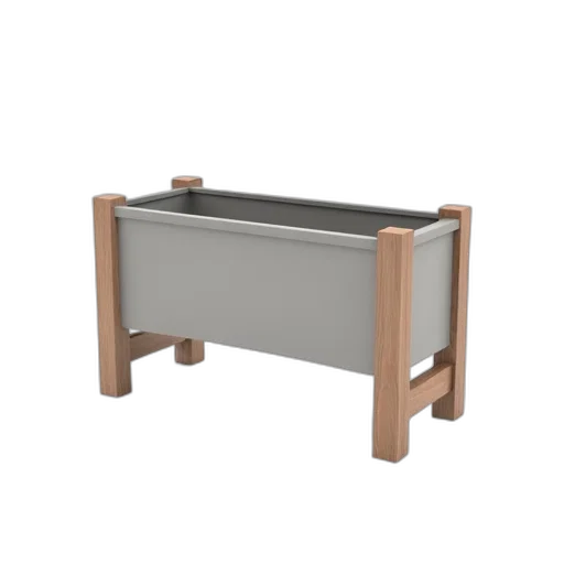 furniture, 3d render, wooden, planter, box, smooth, light, grey transparent PNG cut-out