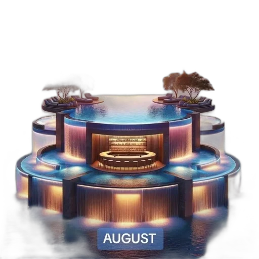 crown, 3d render, concept art, vaporwave, luxurious, multi-tiered, circular, platform transparent PNG cut-out