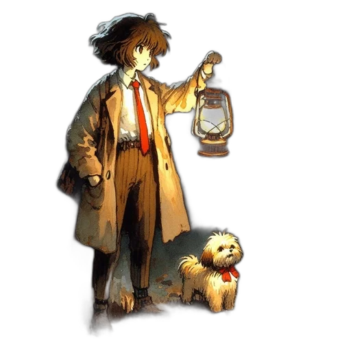 staff, concept art, pixel art, fantasy art, comic book art, young, girl, lantern transparent PNG cut-out