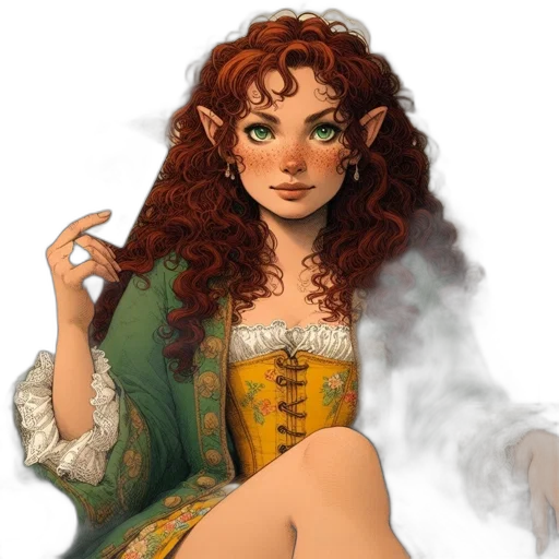 dress, jewelry, fantasy art, concept art, photorealistic, pixel art, fire, green transparent PNG cut-out