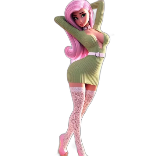 dress, staff, 3d render, concept art, cartoon, fantasy art, pastel, neon transparent PNG cut-out