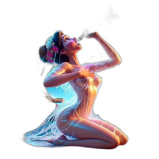 robot, dress, mask, staff, concept art, cyberpunk, vaporwave, fantasy art transparent PNG cut-out