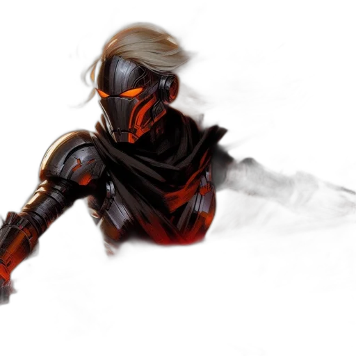 sword, weapon, mask, robot, concept art, fantasy art, comic book art, cyberpunk transparent PNG cut-out