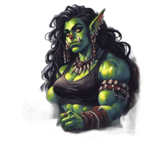 fantasy art, concept art, pixel art, comic book art, orc, artist, sits, desk transparent PNG cut-out