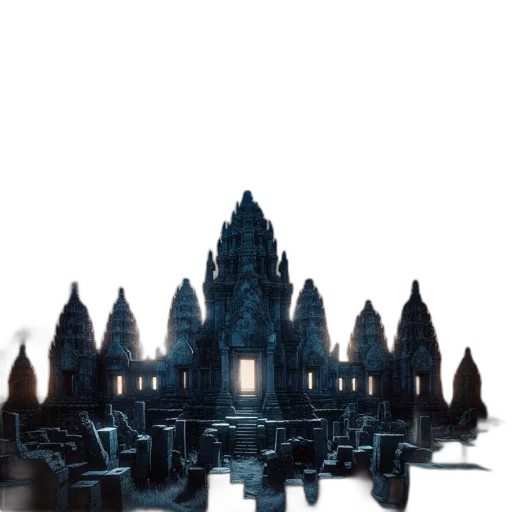 crown, building, concept art, pixel art, 3d render, fantasy art, night, underwater transparent PNG cut-out