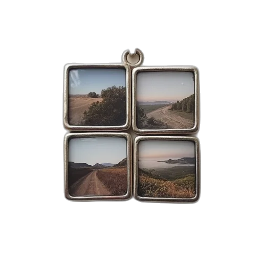 jewelry, beach, four, square, photo, pendants, silver, clasp transparent PNG cut-out