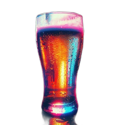 bottle, food, weapon, crown, vaporwave, 3d render, colorful, neon transparent PNG cut-out
