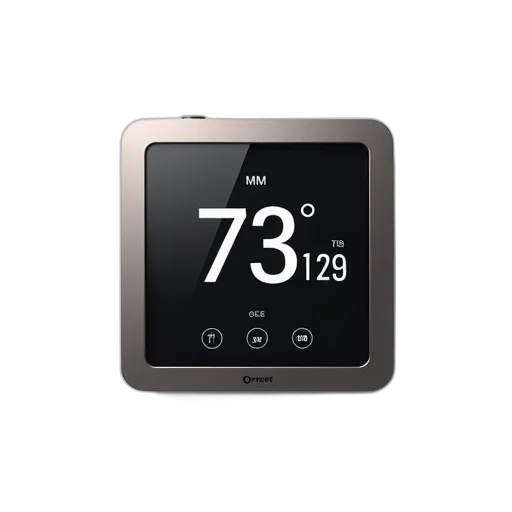 modern, digital, thermostat, black, white, color, scheme, featuring transparent PNG cut-out
