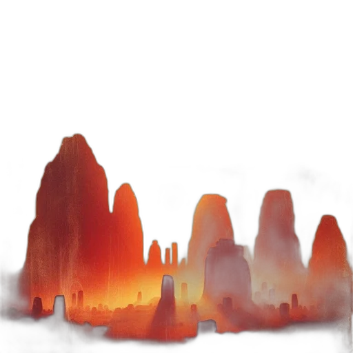 building, dragon, concept art, fantasy art, photorealistic, watercolor, fog, sunset transparent PNG cut-out