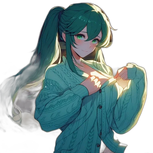 weapon, staff, jacket, dress, anime, vaporwave, pixel art, concept art transparent PNG cut-out