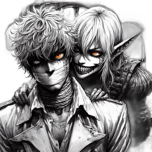 mask, comic book art, fantasy art, concept art, anime, monochrome, young, man transparent PNG cut-out