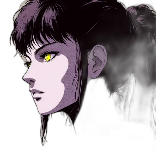 face, concept art, anime, cyberpunk, fantasy art, neon lights, outer space, dark transparent PNG cut-out