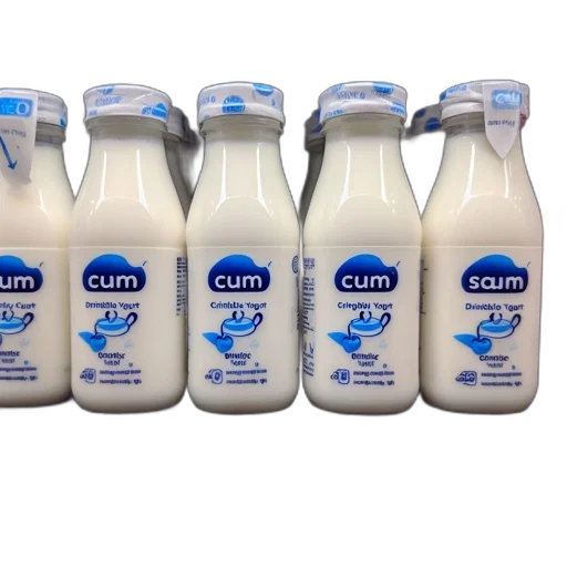 bottle, food, black, shelf, displays, multiple, white, yogurt transparent PNG cut-out