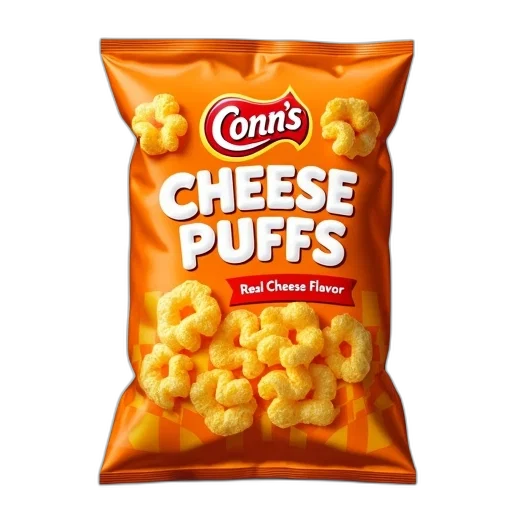 food, bag, cheese, puffs, brand, name, conn, phrase transparent PNG cut-out