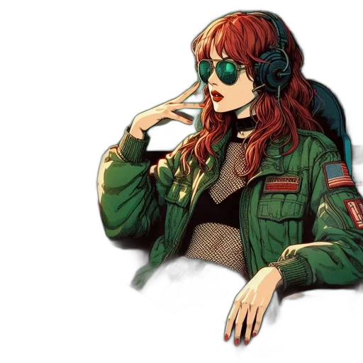 jacket, cyberpunk, pixel art, vaporwave, comic book art, green, red, colorful transparent PNG cut-out