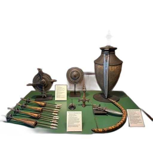 weapon, furniture, jewelry, concept art, display, various, medieval, weapons transparent PNG cut-out