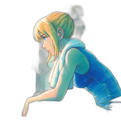 dress, jacket, creature, face, concept art, watercolor, anime, comic book art transparent PNG cut-out
