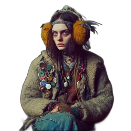 jacket, jewelry, face, hat, photorealistic, concept art, fantasy art, cyberpunk transparent PNG cut-out