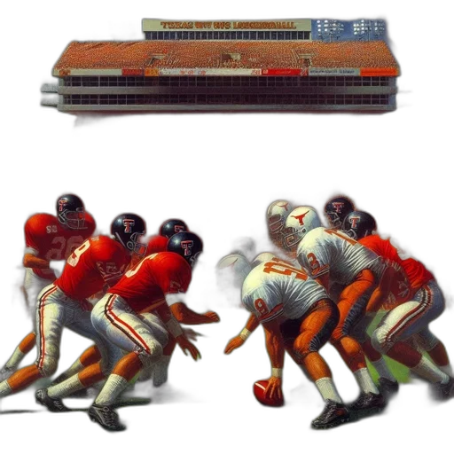 concept art, pixel art, 3d render, red, during, intense, college, football transparent PNG cut-out
