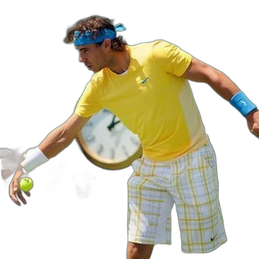 photorealistic, 3d render, tennis, player, yellow, shirt, white, shorts transparent PNG cut-out
