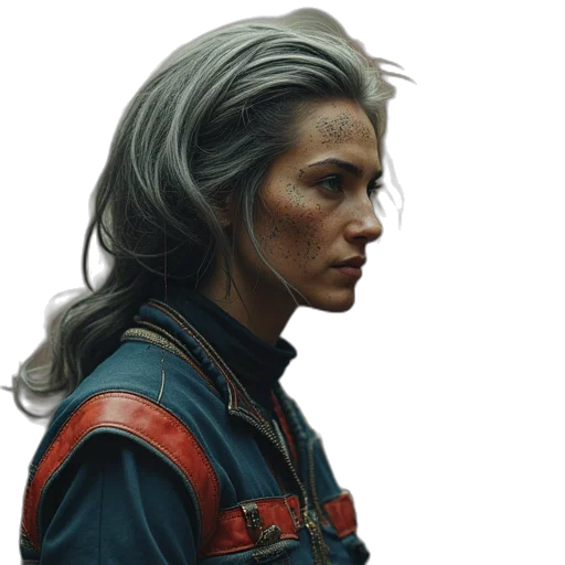 face, hair, jacket, mask, concept art, comic book art, photorealistic, fantasy art transparent PNG cut-out