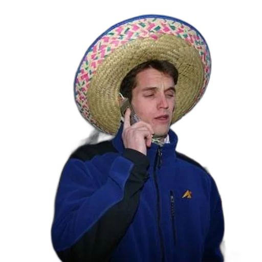 hat, staff, jacket, umbrella, man, blue, sombrero, talks transparent PNG cut-out