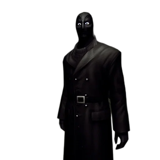 mask, jacket, staff, face, concept art, 3d render, cyberpunk, dark transparent PNG cut-out