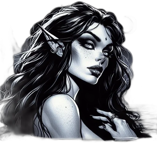 fantasy art, comic book art, concept art, photorealistic, ethereal, portrait, elven, figure transparent PNG cut-out