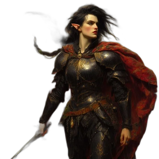 sword, fantasy art, concept art, comic book art, photorealistic, red, dark, armored transparent PNG cut-out