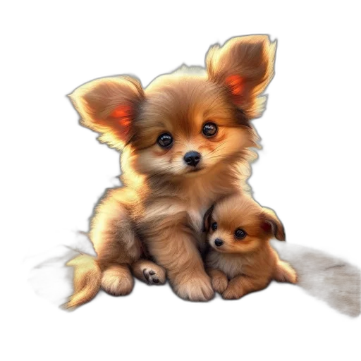 animal, photorealistic, watercolor, oil painting, concept art, two, playful, puppies transparent PNG cut-out