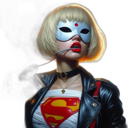 mask, face, comic book art, concept art, cyberpunk, fantasy art, red, female transparent PNG cut-out