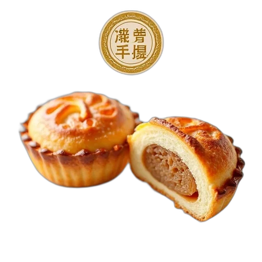 food, golden, pair, traditional, chinese, pastries, one, whole transparent PNG cut-out