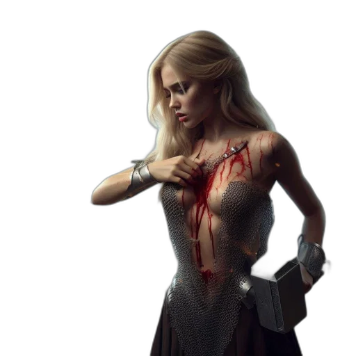 dress, sword, concept art, fantasy art, comic book art, pixel art, blonde, warrior transparent PNG cut-out