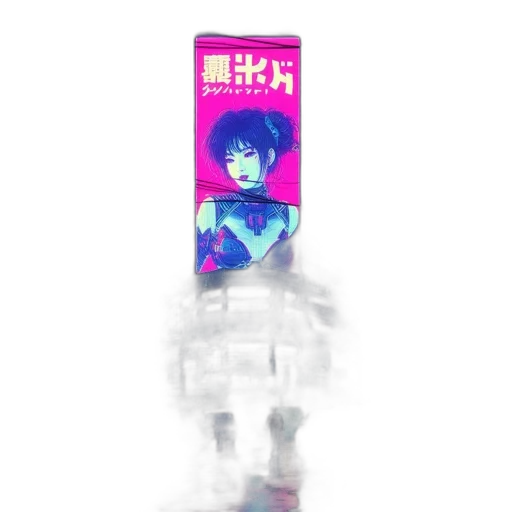 robot, bottle, weapon, staff, vaporwave, 3d render, anime, pixel art transparent PNG cut-out