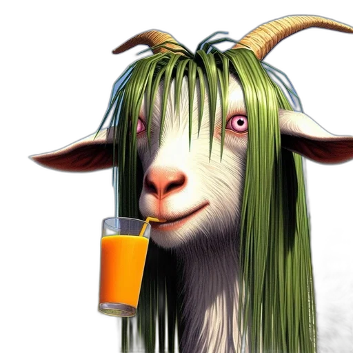 animal, fantasy art, concept art, 3d render, photorealistic, whimsical, goat, grass-like transparent PNG cut-out