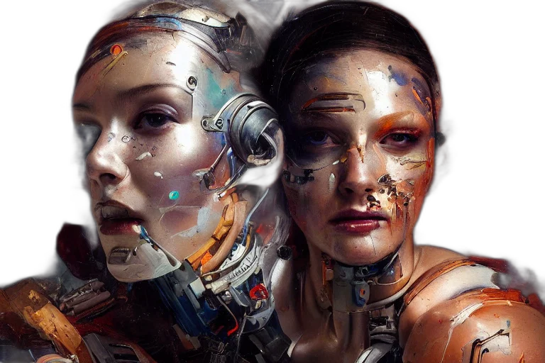 robot, face, cyberpunk, concept art transparent PNG cut-out