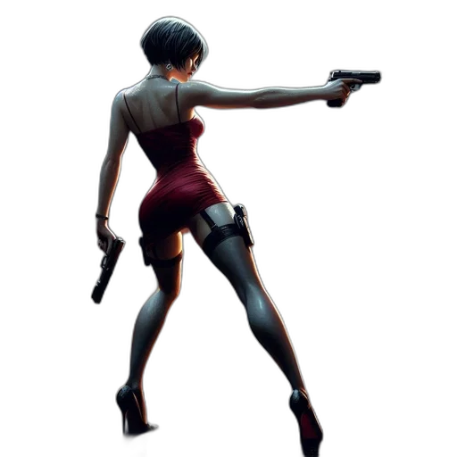 weapon, dress, staff, concept art, pixel art, cyberpunk, 3d render, woman transparent PNG cut-out