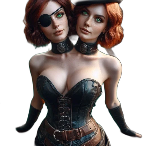 fantasy art, comic book art, concept art, photorealistic, dark, two, women, striking transparent PNG cut-out